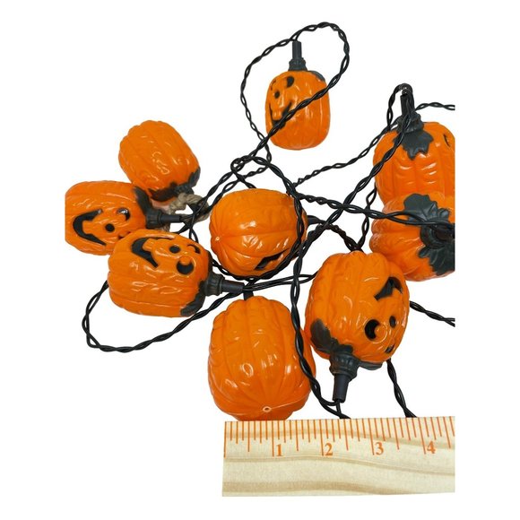 Halloween Blow Mold 10- Pumpkin Jack O Lantern String Lights 10 Feet Long - Picture 6 of 6